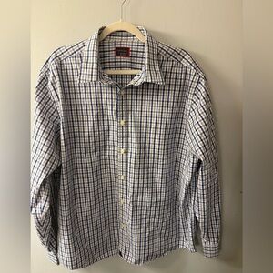 UNTUCKit Men's XXL Button Down Shirt Blue Gray White Check 100% Cotton LS